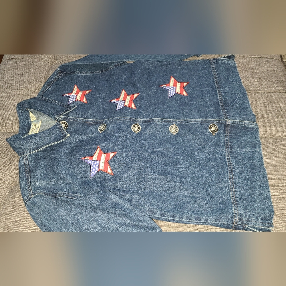Vtg ROSETTES Americana Stars Embroidered blue cotton jacket Stars & Stripes - Picture 11 of 15